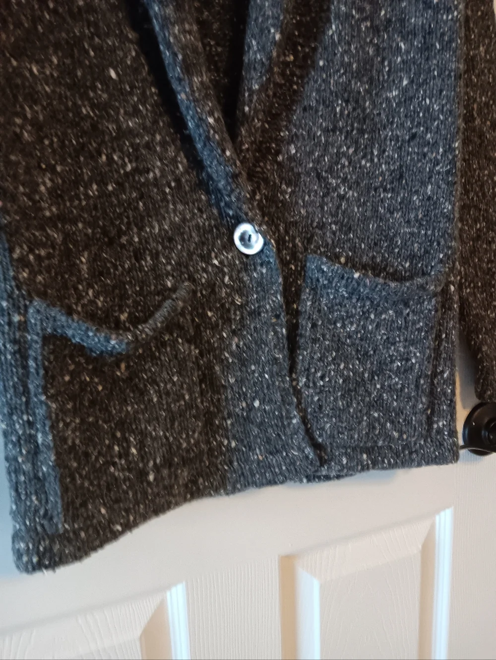 Vintage Nordstrom Gallery Wool Blend Speckled Shawl Collar Cardigan Sweater - Picture 4 of 6